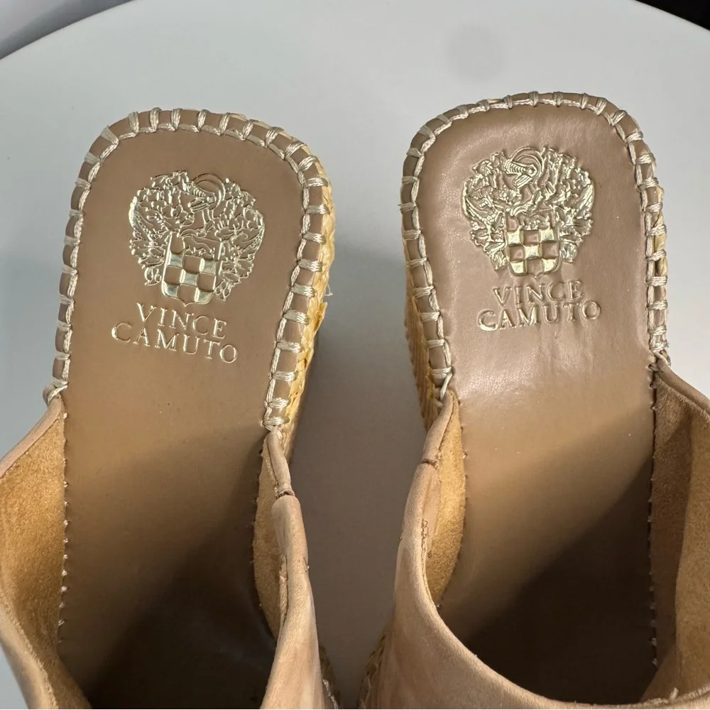 Vince Camuto Tan Suede Espadrille Wedge Slide Sandals Womens Size 9 NWOT - Picture 7 of 8